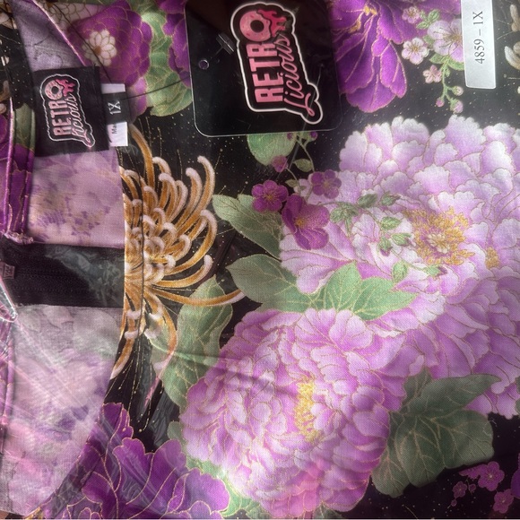 Retrolicious Purple Metallic Floral Dress - Picture 11 of 12